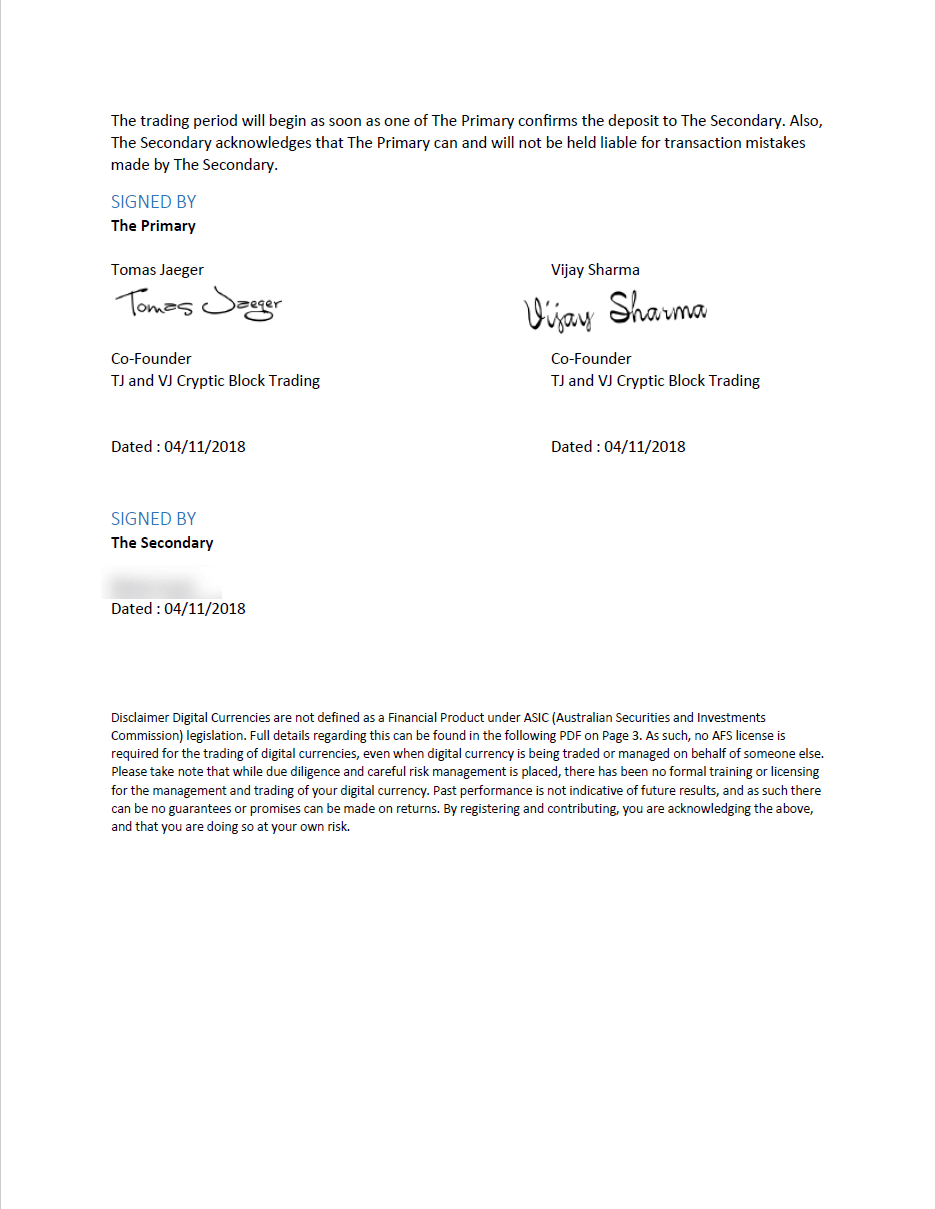 Tomas Jager and Vijay Sharma crypto investment pool contract 3